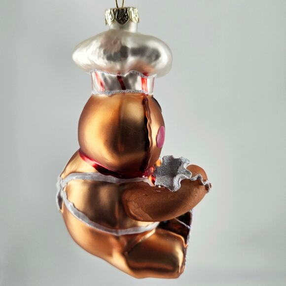 Gingerbread man building house Glass Christmas Ornament, New - Picture 4 of 4